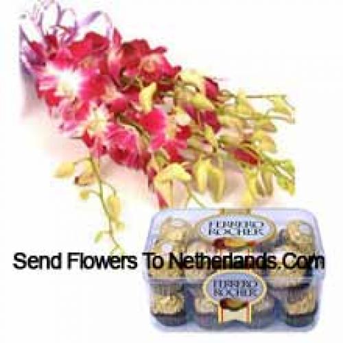 Charming Pink Orchids with 16 Pcs Ferrero Rochers