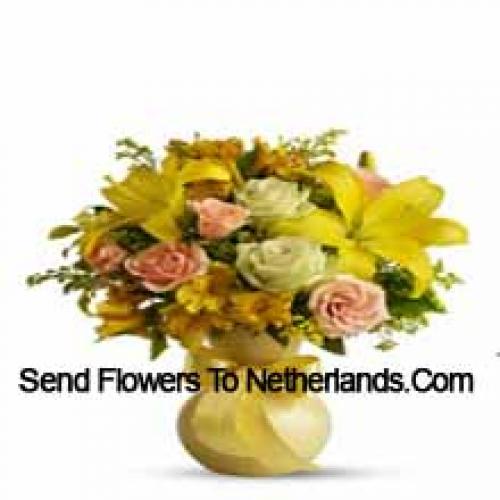 Cute Roses and Gerberas with Lilies