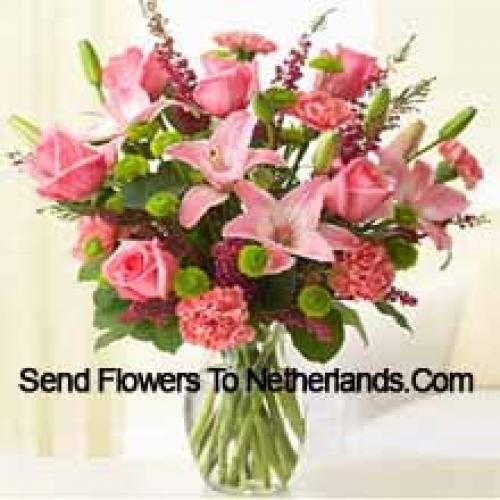 Cute Pink Roses, Carnations and Lilies