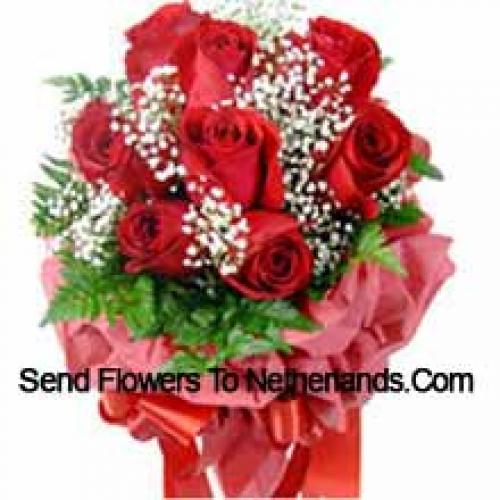 9 Wrapped Red Roses