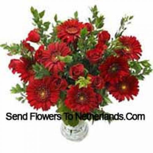 Cute Roses and Gerberas in Vase