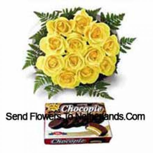 11 Beautiful Yellow Roses with Chocolate Box