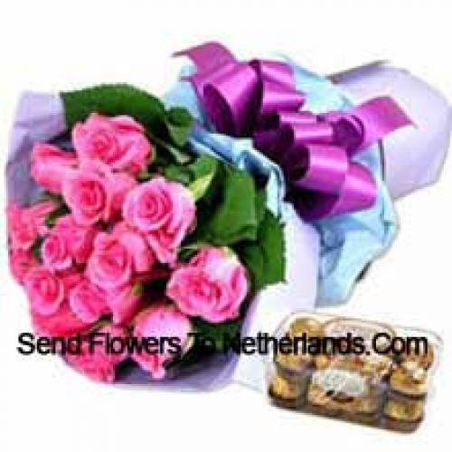 11 Rosas Rosa com 16 deliciosos Ferrero Rochers